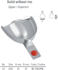 ID-Color Impression tray tray regular solid upper fig. 1, size XXS — Impression dental instrument by Falcon Medical