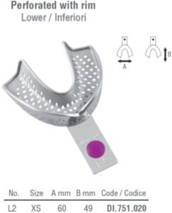 ID-Color Impression tray tray regular perforated lower fig. 2, size XS — Impression dental instrument by Falcon Medical
