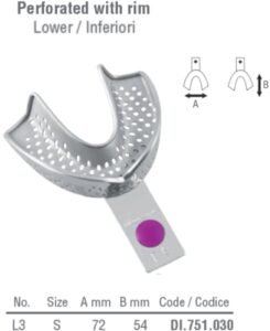 ID-Color Impression tray tray regular perforated lower fig. 3, size S — Impression dental instrument by Falcon Medical
