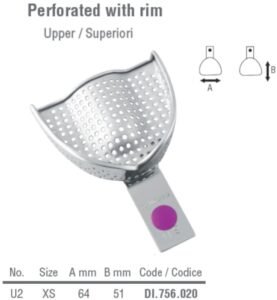 ID-Color Impression tray tray regular perforated upper fig. 2, size XS — Impression dental instrument by Falcon Medical