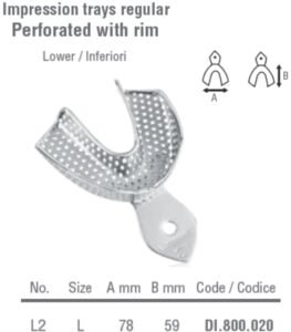 Impression tray regular USA model perforated lower fig. 2, size L — Impression dental instrument by Falcon Medical