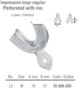 Impression tray regular USA model perforated lower fig. 3, size M — Impression dental instrument by Falcon Medical