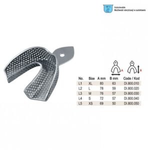 Impression tray regular USA model perforated lower fig. 5, size XS — Impression dental instrument by Falcon Medical