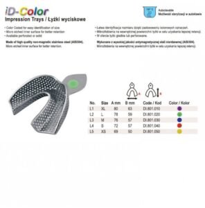 ID-Color Impression tray regular USA model perforated lower fig. 5, size XS — Impression dental instrument by Falcon Medical