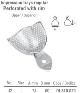 Impression tray regular USA model perforated upper fig. 2, size L — Impression dental instrument by Falcon Medical