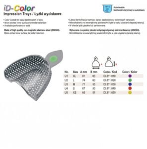 ID-Color Impression tray regular USA model perforated upper fig. 5, size XS — Impression dental instrument by Falcon Medical