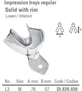 Impression tray regular USA model solid lower fig. 3, size M — Impression dental instrument by Falcon Medical