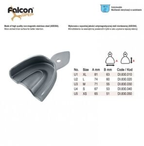 Impression tray regular USA model solid upper fig. 5, size XS — Impression dental instrument by Falcon Medical