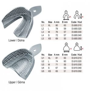 Impression trays regular USA model perforated set of 6 — Impression dental instrument by Falcon Medical