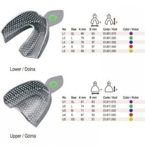 ID-Color Impression trays regular USA model perforated set of 6 — Impression dental instrument by Falcon Medical