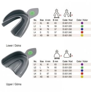 ID-Color Impression trays regular USA model solid set of 6 — Impression dental instrument by Falcon Medical