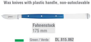 Wax knife Fahnenstock large plastic handle 175mm green