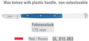 Wax knife Fahnenstock large plastic handle 175mm red