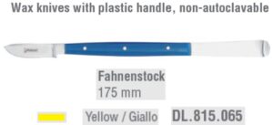 Wax knife Fahnenstock large plastic handle 175mm yellow