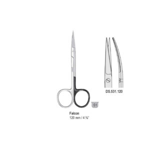 Scissors Falcon cur. 120mm, one blade serrated