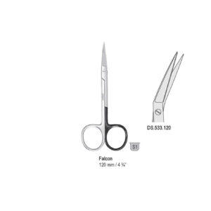 Scissors Falcon angled 120mm, one blade serrated