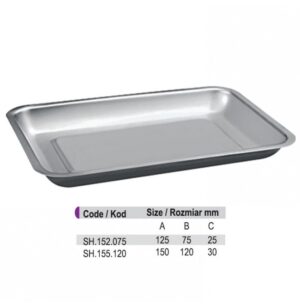 Tray stainless steel 125 x 75 x 25mm