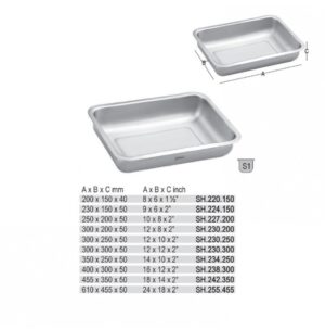 Instruments tray deep model 200 x 150 x 40mm